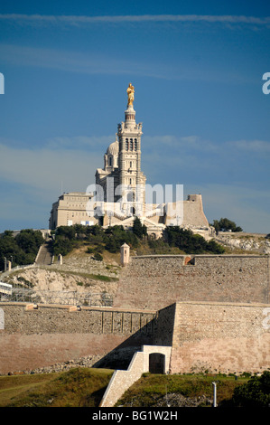 Notre Dame de la Garde, Basilique Notre-Dame de la Garde & Fort Saint-Nicolas, Marseille Marseille, Provence, France Banque D'Images