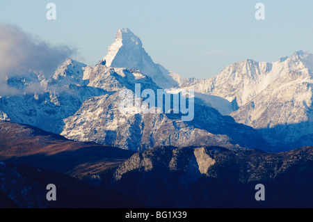 Matterhorn, vu à partir de Fiesch, Suisse, Europe Banque D'Images