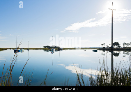 Vue sur le ruisseau de l'hôpital de la grande croix sur l'ancien site de l'ancienne Mission Nombre de Dios, St Augustine, Floride, USA Banque D'Images
