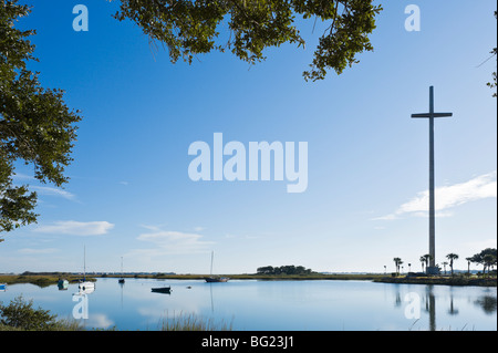 Vue sur le ruisseau de l'hôpital de la grande croix sur l'ancien site de l'ancienne Mission Nombre de Dios, St Augustine, Floride, USA Banque D'Images