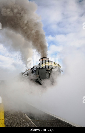 Comité permanent de la locomotive à vapeur à la gare de Bristol Temple Meads, prêt à se retirer avec un bain à vapeur à Torbay spécial . Banque D'Images