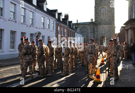 Régiment royal de fusiliers Homecoming Parade Warwick, Warwickshire, England, UK Banque D'Images