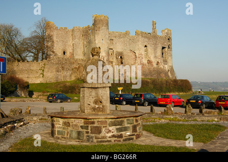 Laugharne Castle, Carmarthenshire, Pays de Galles, Royaume-Uni Banque D'Images