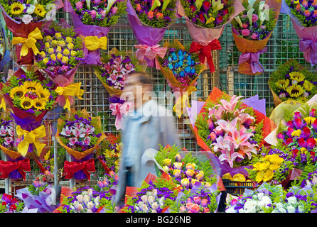 Marché aux fleurs à Mong Kok. La Chine, Hong Kong, Kowloon Banque D'Images