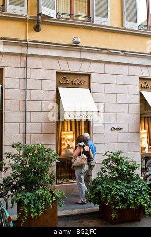 Cartier, la Via Montenapoleone, la Via Montenapoleone, Milan, Italie Banque D'Images