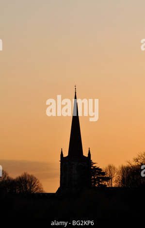 L'église Holy Trinity au coucher du soleil, Stratford-upon-Avon, Warwickshire, England, UK Banque D'Images