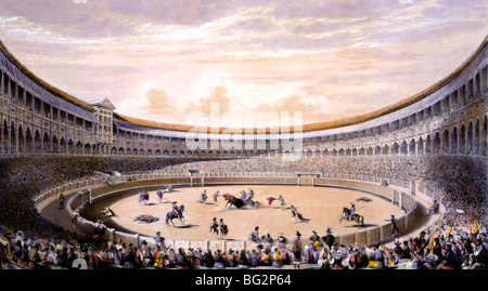 La tauromachie en la plaza de toros, un stade, à Madrid, vers 1865 Banque D'Images