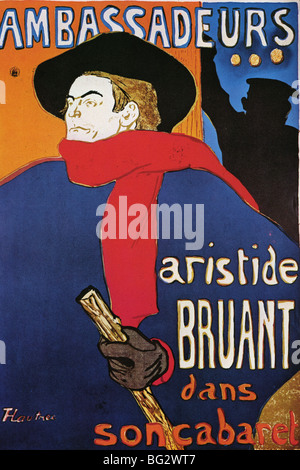 Henri de Toulouse-Lautrec - Poster affiche Aristide Bruant dans son cabaret - Ambassadeurs Banque D'Images