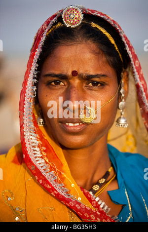 Rajput hindou femme à la foire de chameau à Pushkar Inde Banque D'Images