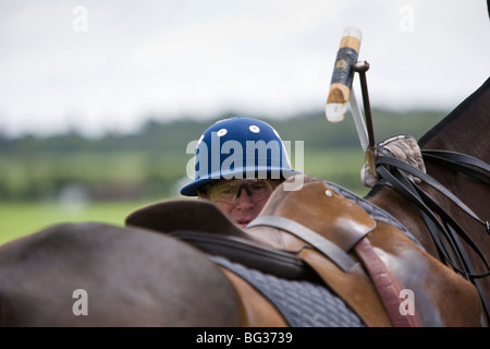 Close-up d'un joueur de polo, Cowdray Park, Angleterre. Banque D'Images