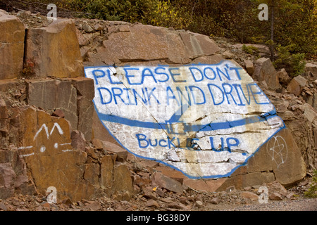 Don't drink and drive signe sur rock Canada Banque D'Images