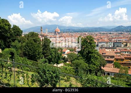 Vue panoramique sur Florence depuis le jardin Bardini, le jardin Bardini, Florence (Firenze), Toscane, Italie, Europe Banque D'Images