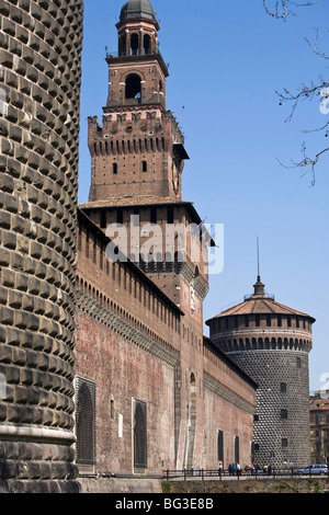 Le château des Sforza, Milan, Lombardie, Italie, Europe Banque D'Images