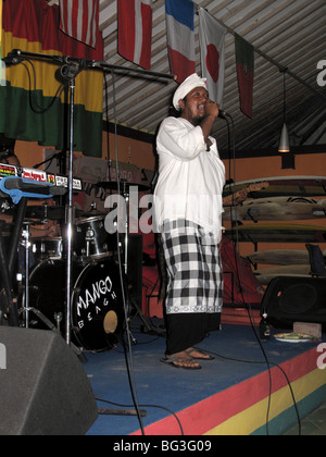 Mango Beach Restaurant, la musique reggae dans la plage de Sanur, Bali, Indonésie Banque D'Images