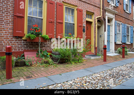 Elfreth's Alley historique, vieux centre-ville, Philadelphie, Pennsylvanie, États-Unis d'Amérique, Amérique du Nord Banque D'Images