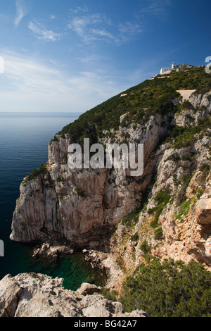 Italie, Sardaigne, dans l'ouest de la Sardaigne, Alghero, phare de Capo Caccia Banque D'Images