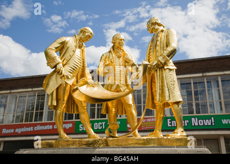 L'Angleterre, Birmingham, le Golden Boys de Birmingham avec Statue, Matthew Boulton et James Watt, William Murdoch Banque D'Images
