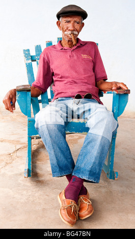 Portrait d'un homme, Viñales, Cuba, Caraïbes Banque D'Images