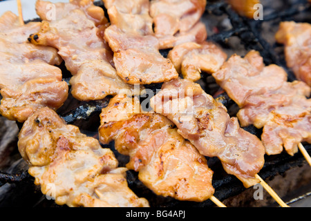 La viande grillée, snack-rue, Bangkok, Thaïlande Banque D'Images