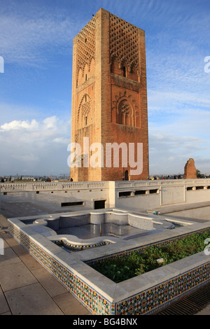 Tour Hassan, Rabat, Maroc, Afrique du Nord, Afrique Banque D'Images