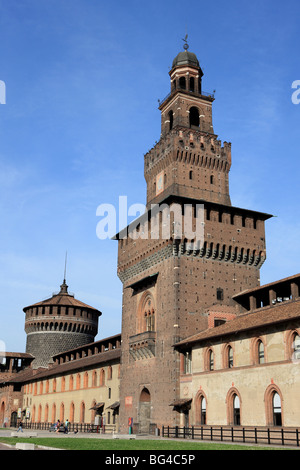 Le château de Sforza (Castello Sforzesco), Milan, Lombardie, Italie, Europe Banque D'Images