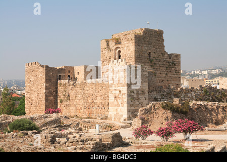 Château des croisés, les ruines anciennes, Byblos, UNESCO World Heritage Site, Jbail, Liban, Moyen-Orient Banque D'Images