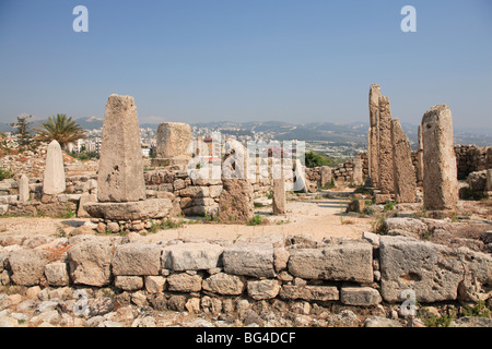 Temple d'obélisques, d'anciennes ruines, Byblos, UNESCO World Heritage Site, Jbail, Liban, Moyen-Orient Banque D'Images
