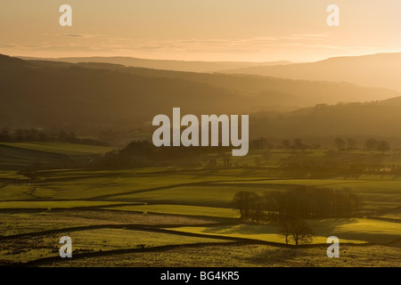 La vue de Embsay Moor, dans le Yorkshire du Nord, à l'égard Ilkley Moor dans la distance Banque D'Images