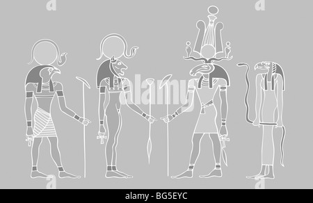 Divers dieux égyptiens, déesse et symboles Banque D'Images