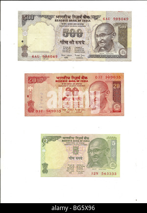 Monnaie internationale - Indian Rupee 500 remarque avec portrait de Gandhi Banque D'Images