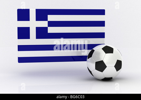 Drapeau de la Grèce avec ballon de soccer Banque D'Images