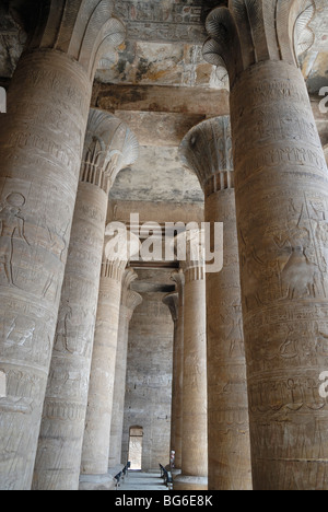 Piliers à Edfou temple d'Horus, l'Égypte Banque D'Images