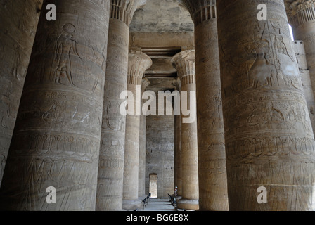 Piliers à Edfou temple d'Horus, l'Égypte Banque D'Images