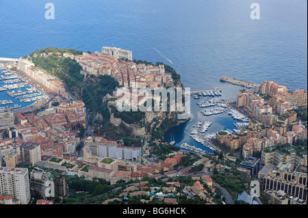 Vue sur la Principauté de Monaco, Mer Méditerranée Banque D'Images