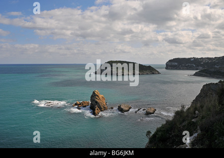 Falaises et rochers de Portichol, Javea, Costa Blanca, Alicante Province Espagne Banque D'Images
