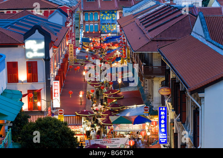 Chinatown, à Singapour, au crépuscule Banque D'Images