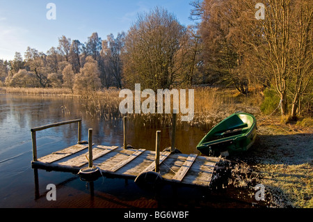 Matin d'hiver le gel sur le Loch Pityoulish Strathspey Aviemore Inverness-shire, région des hautes de l'Écosse. 5615 SCO Banque D'Images