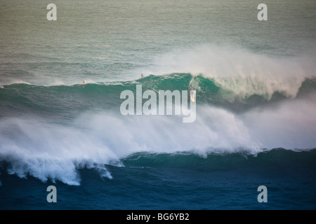 Surf sur la côte nord d'Oahu, Hawaii Banque D'Images