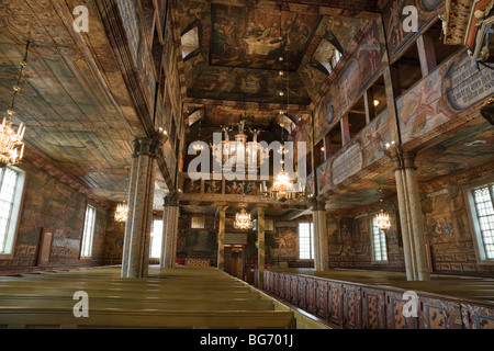 L'intérieur d'une ancienne église en bois, Habo en Suède. L'église est une église en bois, il a obtenu son aspect actuel 1723Rd Banque D'Images