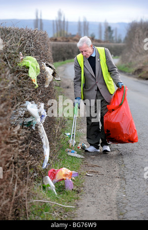 Stan Pierre inférieur de Apperley Gloucestershire UK qui recueille volontairement dans le domaine de la litière Banque D'Images