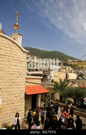 Israël, la Galilée, Pâques, Dimanche des Rameaux à l'Église catholique grecque melkite en rame' Banque D'Images