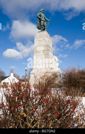 Statue de Samuel de Champlain à Plattsburgh, New York, Adirondacks Banque D'Images
