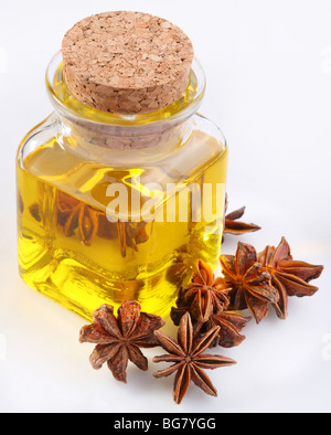 Huile d'anis avec les écrous à fond blanc Banque D'Images