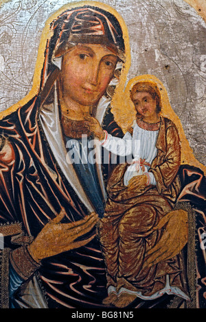Sainte Vierge Hodiguitria (17 siècle), l'icône de Volhynie, musée, Lutsk, Oblast de Volhynie, en Ukraine Banque D'Images
