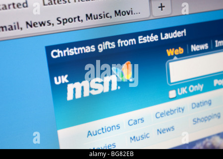 Écran de l'ordinateur montrant le site web à titre d'information, de navigateur et de news service MSN. Banque D'Images