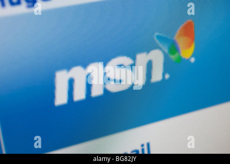 Écran de l'ordinateur montrant le site web à titre d'information, de navigateur et de news service MSN. Banque D'Images