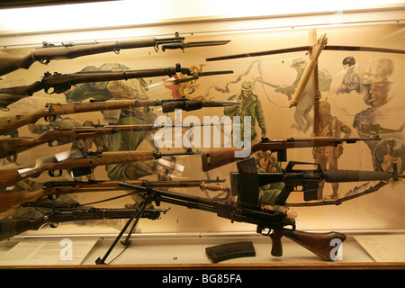 Affichage des fusils, carabines et armes utilisées au cours de Corée et du Viet Nam, au Musée de l'État du Nevada, Carson City, Nevada. Banque D'Images