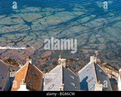 Maisons en bord de mer à Crevie, Ecosse, Royaume-Uni Banque D'Images