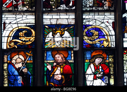 Peinture sur verre dans Frauenkirche, Munich, Bavière, Allemagne Banque D'Images