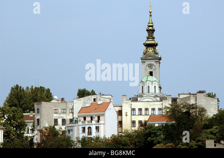 République de Serbie. BELGRADE. Vue partielle et l'Église Saborna. Banque D'Images